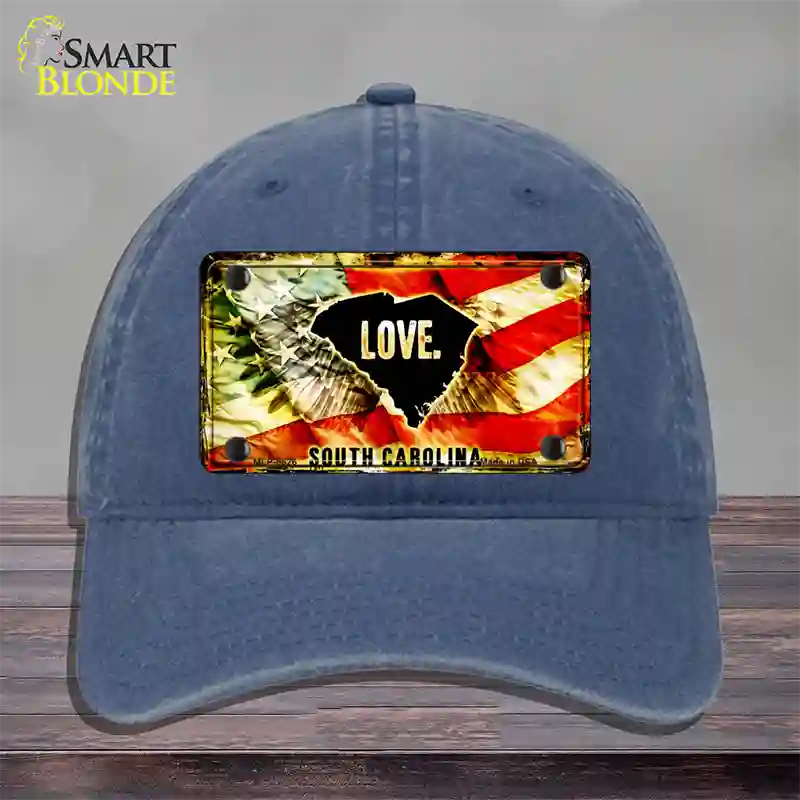 South Carolina Love Novelty License Plate Hat Unconstructed Cotton / Navy