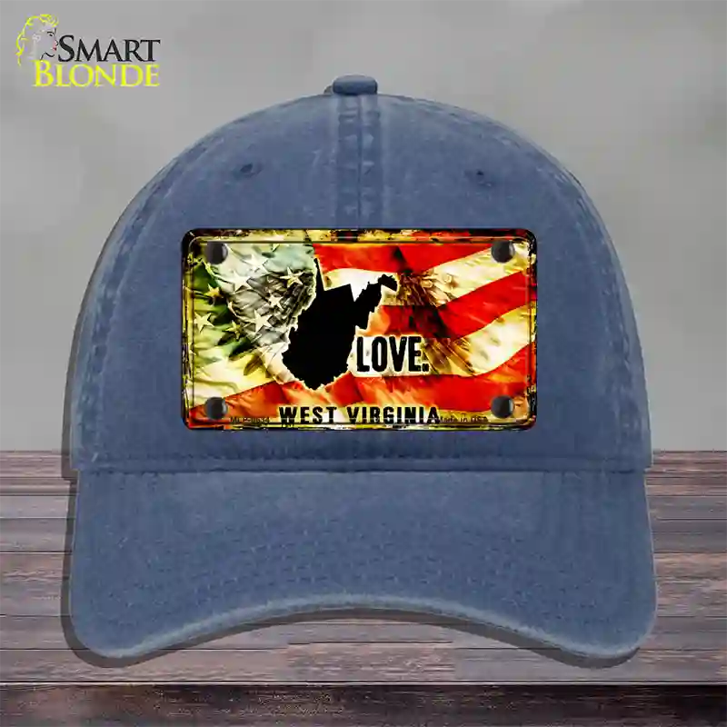 West Virginia Love Novelty License Plate Hat Unconstructed Cotton / Navy