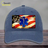 EMT Logo With USA Flag Novelty License Plate Hat Unconstructed Cotton / Navy