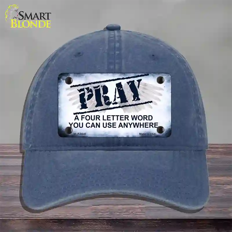 Pray Novelty License Plate Hat Unconstructed Cotton / Navy