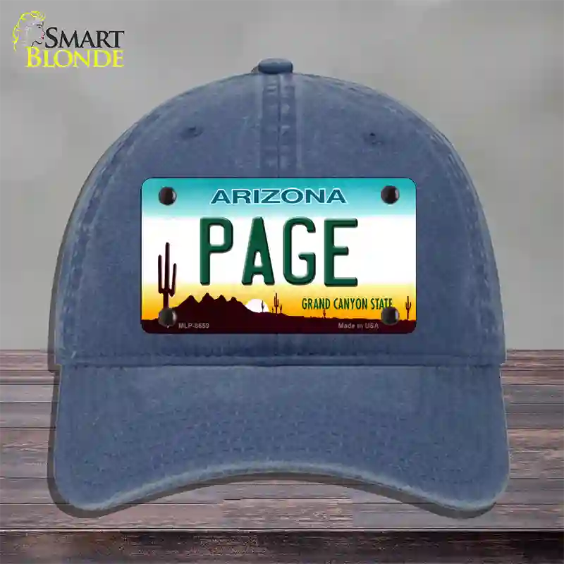 Page Arizona Novelty License Plate Hat Unconstructed Cotton / Navy