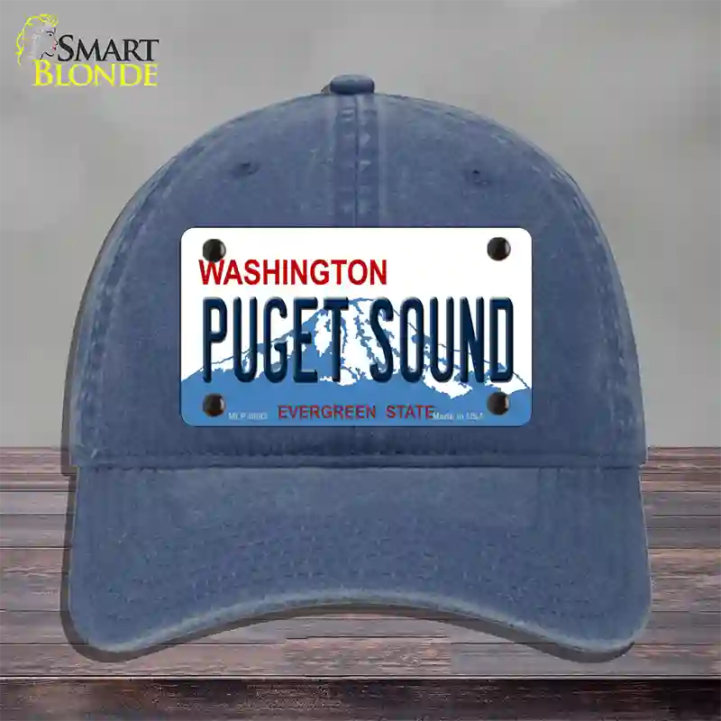 Puget Sound Washington Novelty License Plate Hat Unconstructed Cotton / Navy