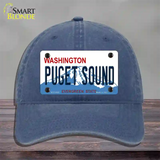 Puget Sound Washington Novelty License Plate Hat Unconstructed Cotton / Navy