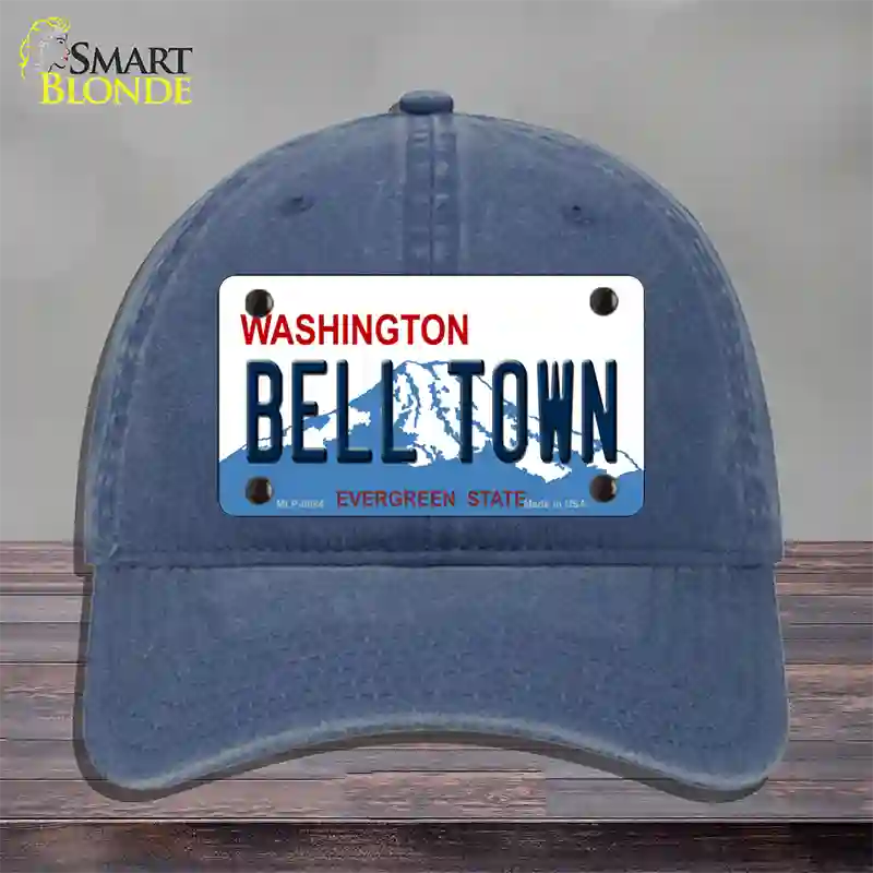 Bell Town Washington Novelty License Plate Hat Unconstructed Cotton / Navy