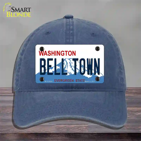 Bell Town Washington Novelty License Plate Hat Unconstructed Cotton / Navy