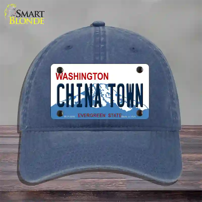 China Town Washington Novelty License Plate Hat Unconstructed Cotton / Navy