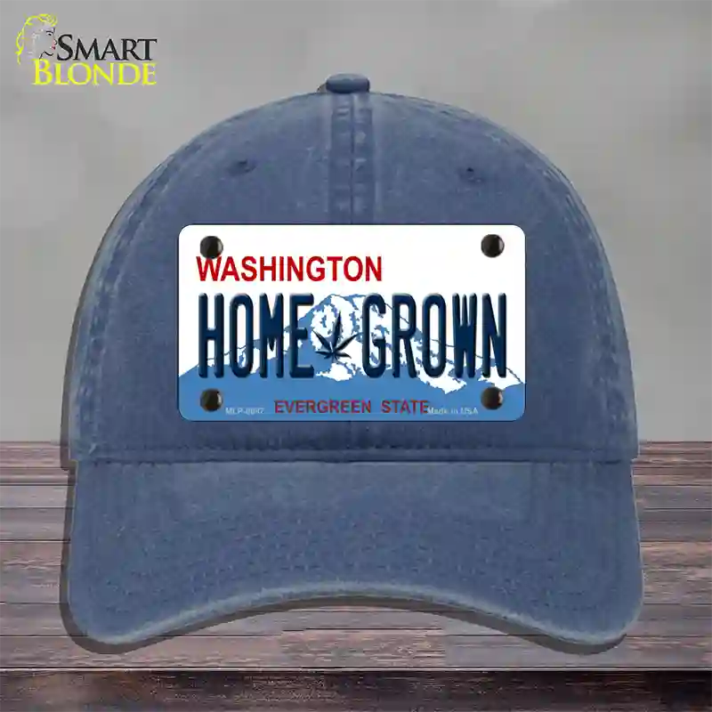 Home Grown Washington Novelty License Plate Hat Unconstructed Cotton / Navy