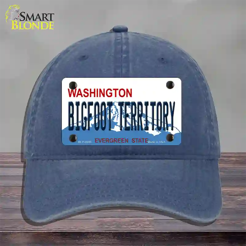 Bigfoot Territory Washington Novelty License Plate Hat Unconstructed Cotton / Navy