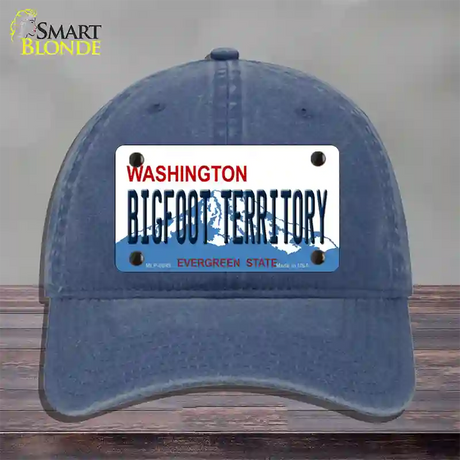 Bigfoot Territory Washington Novelty License Plate Hat Unconstructed Cotton / Navy