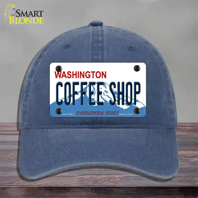 Coffee Shop Washington Novelty License Plate Hat Unconstructed Cotton / Navy