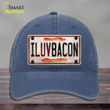 I Luv Bacon Novelty License Plate Hat Unconstructed Cotton / Navy