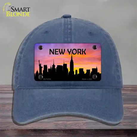 New York Silhouette Novelty License Plate Hat Unconstructed Cotton / Navy