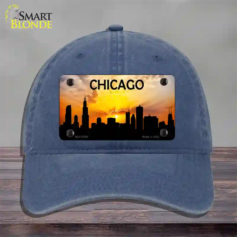 Chicago Silhouette Novelty License Plate Hat Unconstructed Cotton / Navy