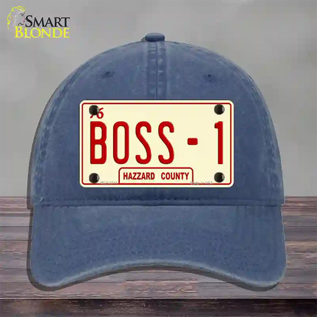 Boss 1 Novelty License Plate Hat Unconstructed Cotton / Navy