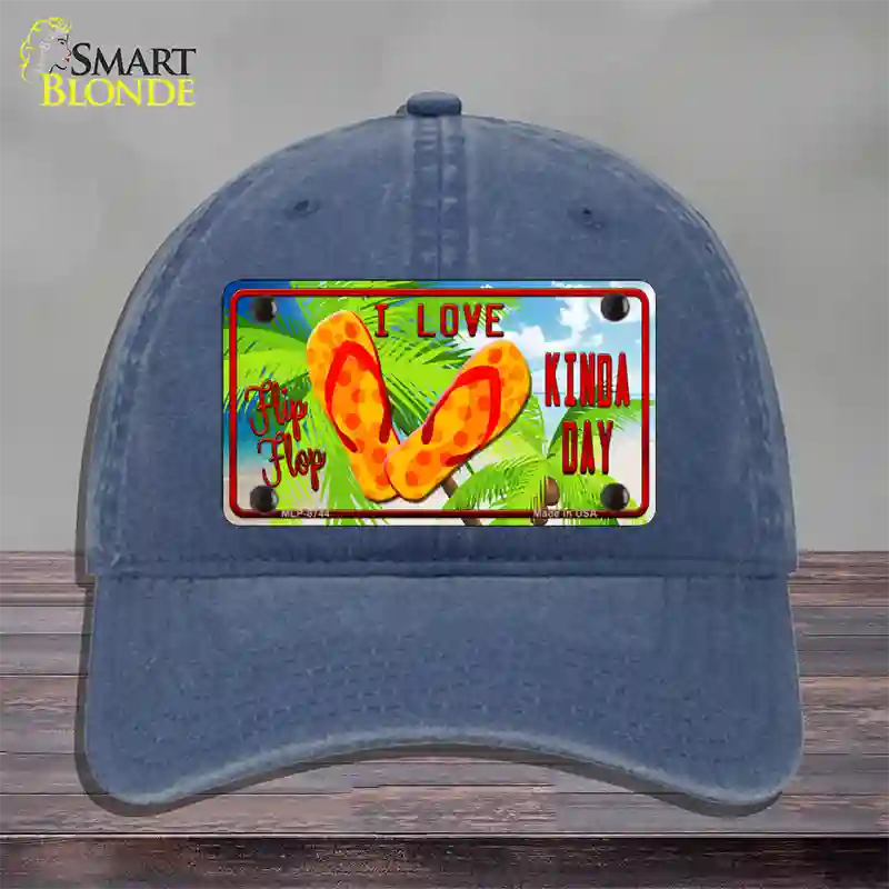 I Love Flip Flop Novelty License Plate Hat Unconstructed Cotton / Navy