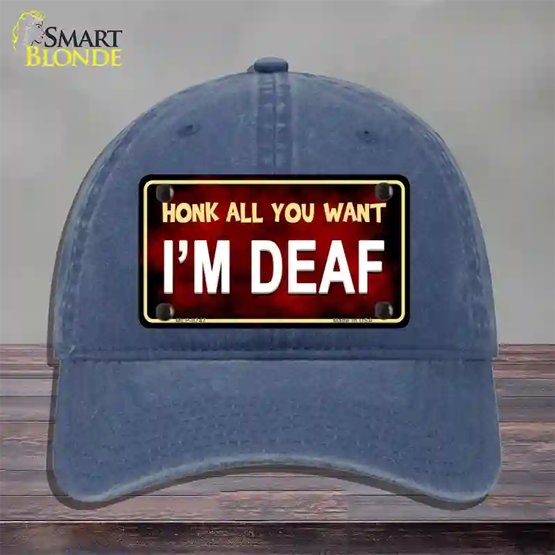 Honk All You Want Novelty License Plate Hat Unconstructed Cotton / Navy