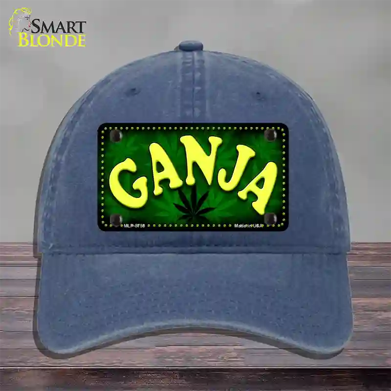 Ganja Novelty License Plate Hat Unconstructed Cotton / Navy