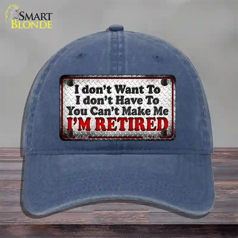 You Cant Make Me Novelty License Plate Hat Unconstructed Cotton / Navy