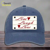 Live, Laugh, Love Novelty License Plate Hat Unconstructed Cotton / Navy