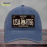 Bald Eagle Route 66 Novelty License Plate Hat Unconstructed Cotton / Navy