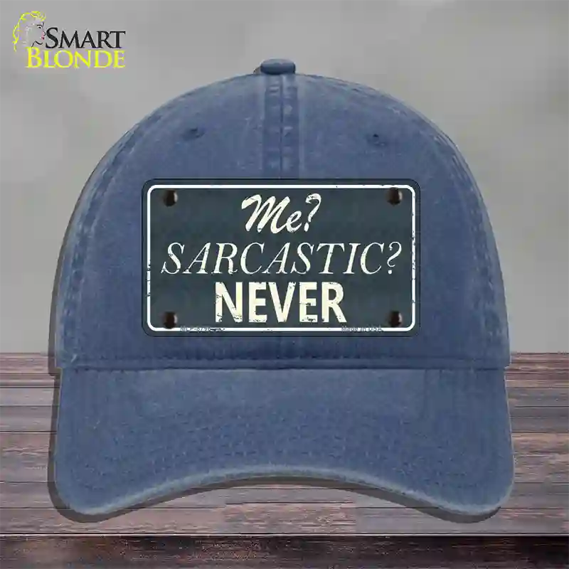 Me Sarcastic Never Novelty License Plate Hat Unconstructed Cotton / Navy