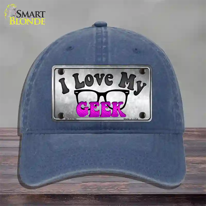 I Love My Geek Novelty License Plate Hat Unconstructed Cotton / Navy