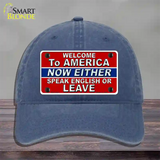 Speak English Or Leave Novelty License Plate Hat Unconstructed Cotton / Navy