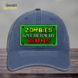 Zombies Love Me Novelty License Plate Hat Unconstructed Cotton / Navy