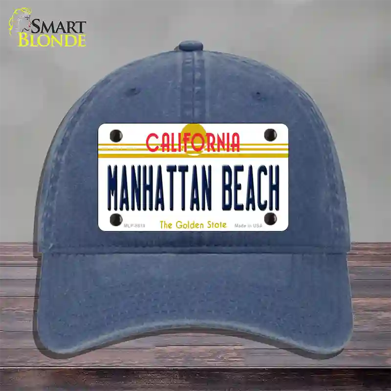 Manhattan Beach CA Novelty License Plate Hat Unconstructed Cotton / Navy