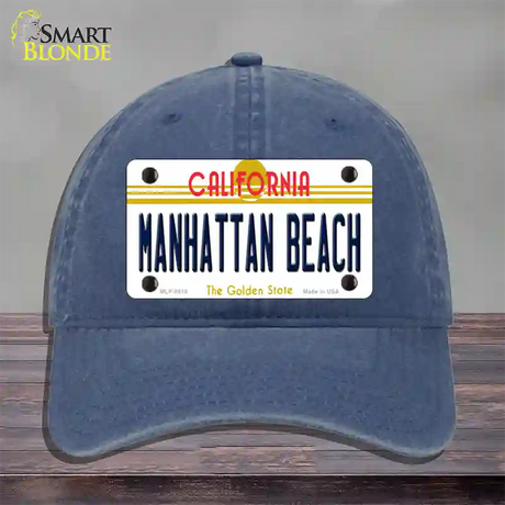 Manhattan Beach CA Novelty License Plate Hat Unconstructed Cotton / Navy