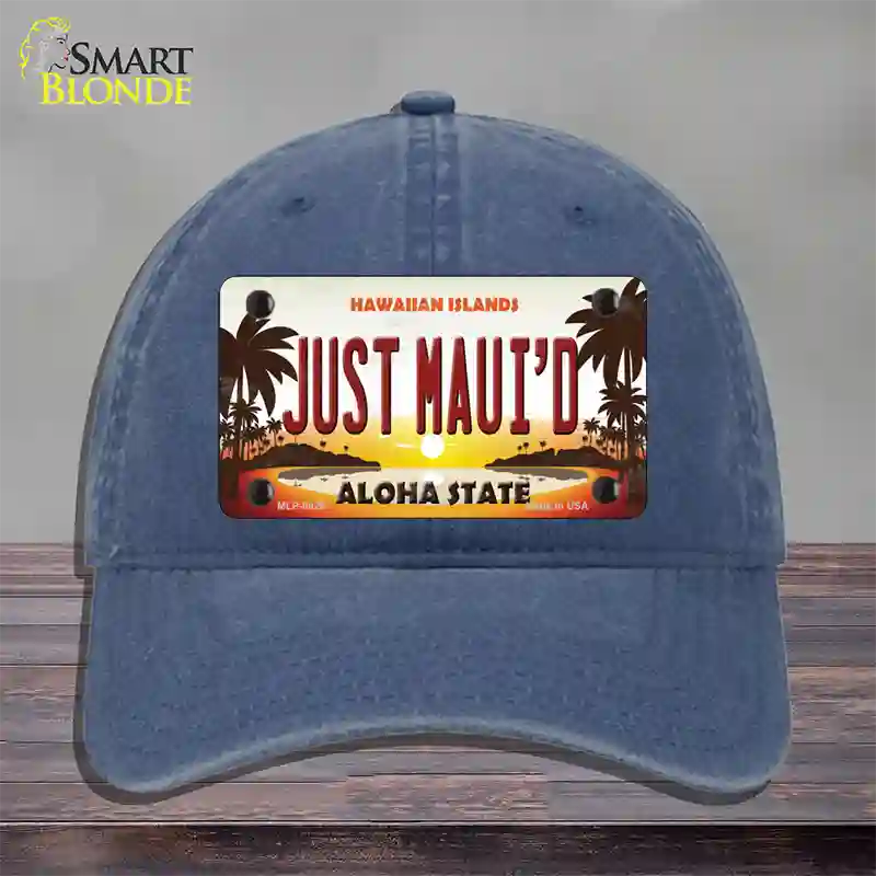 Just Mauid Sunset Novelty License Plate Hat Unconstructed Cotton / Navy