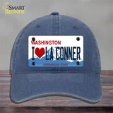 I Love La Conner Washington Novelty License Plate Hat Unconstructed Cotton / Navy