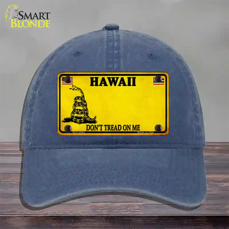 Hawaii Dont Tread On Me Novelty License Plate Hat Unconstructed Cotton / Navy