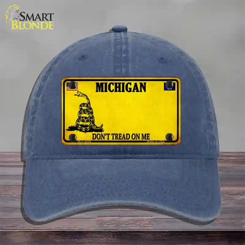 Michigan Dont Tread On Me Novelty License Plate Hat Unconstructed Cotton / Navy