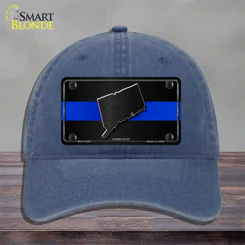 Connecticut Thin Blue Line Novelty License Plate Hat Unconstructed Cotton / Navy