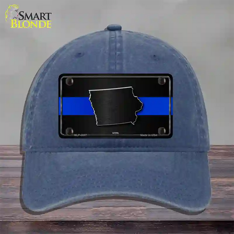 Iowa Thin Blue Line Novelty License Plate Hat Unconstructed Cotton / Navy