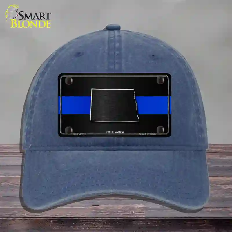 North Dakota Thin Blue Line Novelty License Plate Hat Unconstructed Cotton / Navy