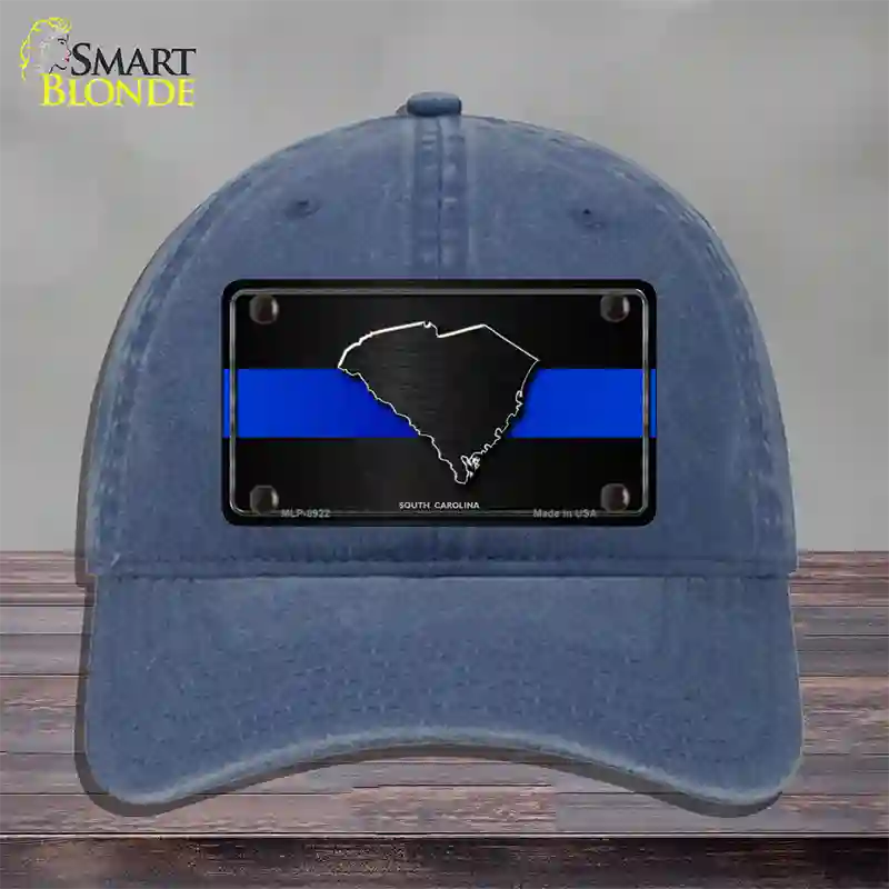 South Carolina Thin Blue Line Novelty License Plate Hat Unconstructed Cotton / Navy