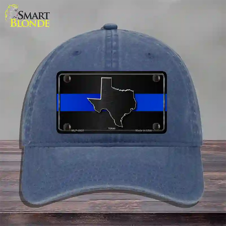 Texas Thin Blue Line Novelty License Plate Hat Unconstructed Cotton / Navy