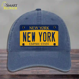 New York Yellow Novelty License Plate Hat Unconstructed Cotton / Navy