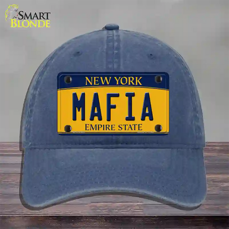 Mafia Yellow New York Novelty License Plate Hat Unconstructed Cotton / Navy