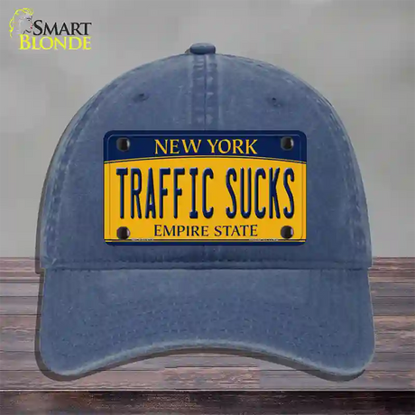 Traffic Sucks New York Novelty License Plate Hat Unconstructed Cotton / Navy