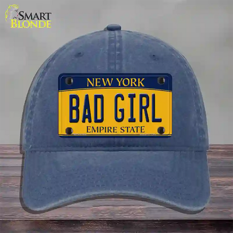 Bad Girl New York Novelty License Plate Hat Unconstructed Cotton / Navy