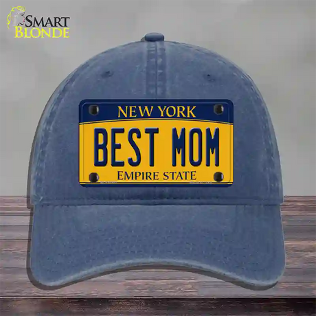 Best Mom New York Novelty License Plate Hat Unconstructed Cotton / Navy