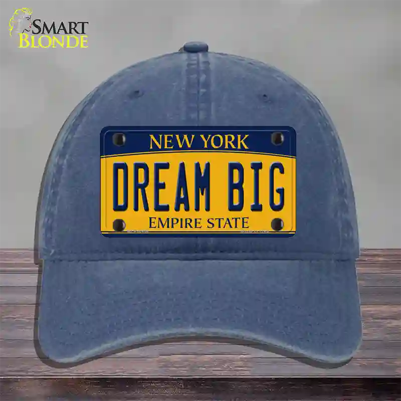 Dream Big New York Novelty License Plate Hat Unconstructed Cotton / Navy