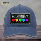 More Love Less Hate Rainbow Novelty License Plate Hat Unconstructed Cotton / Navy