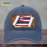 Hawaii Flag Scroll Novelty License Plate Hat Unconstructed Cotton / Navy