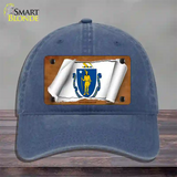 Massachusetts Flag Scroll Novelty License Plate Hat Unconstructed Cotton / Navy