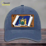 New York Flag Scroll Novelty License Plate Hat Unconstructed Cotton / Navy