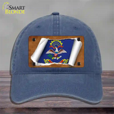 North Dakota Flag Scroll Novelty License Plate Hat Unconstructed Cotton / Navy